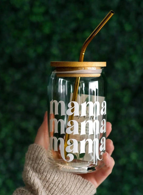 Mama Beer Can Style Glass