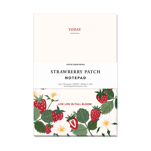 Strawberry Patch Notepad "Live life in full bloom"