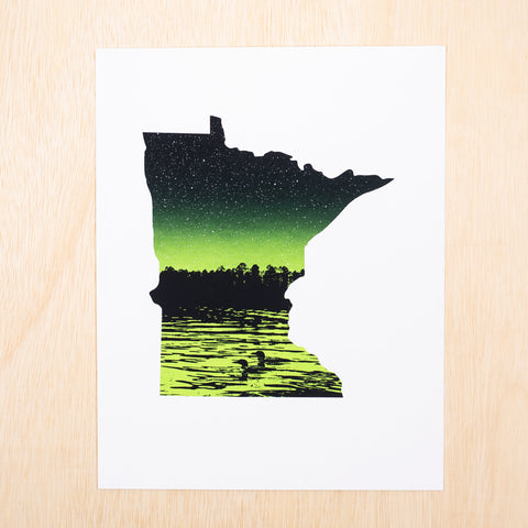 Night Loons in Minnesota Art Print 11x14