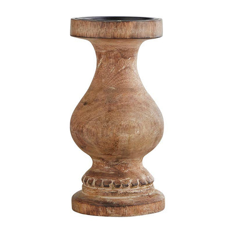 Mango Wood Pillar Candle Holder - Medium