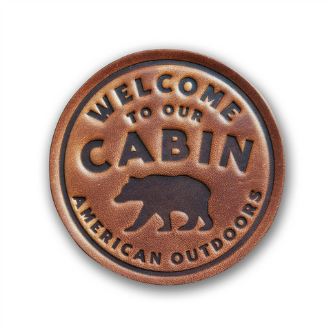 Welcome to Our Cabin Leather Coaster