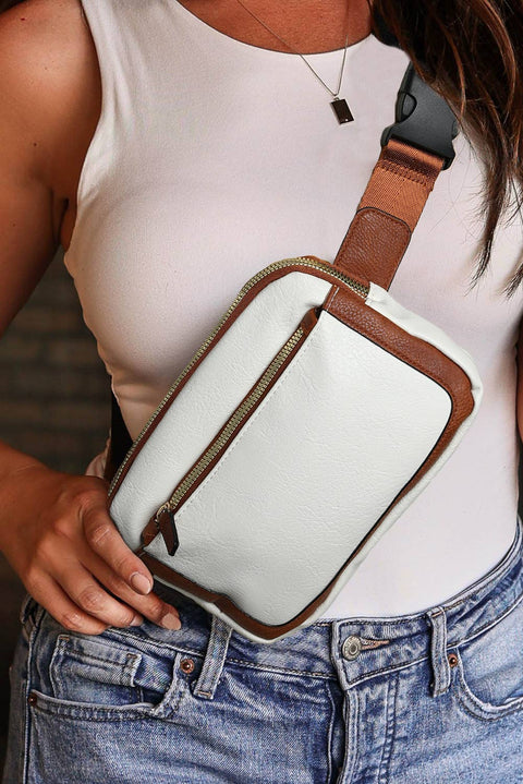 Adjustable Strap Mini PU Leather Crossbody Bag: ONE SIZE / casual / White