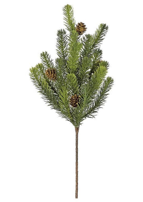 Soft Touch Noble Pine Pick w/Cones, 16", Green