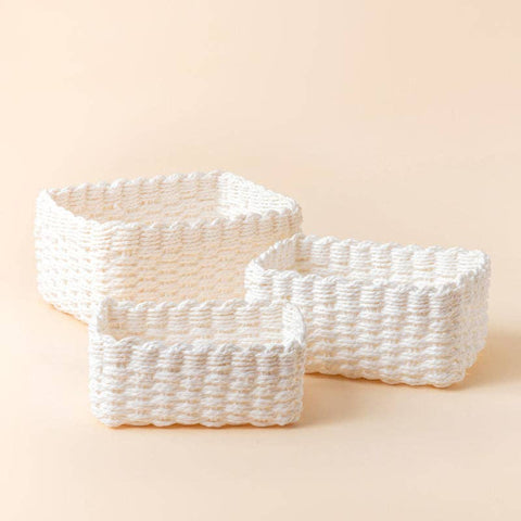 White Rope Storage Baskets - 3 sizes