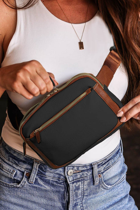 Adjustable Strap Mini PU Leather Crossbody Bag: ONE SIZE / casual / Black