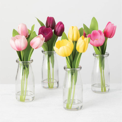 Tulips in Decorative Vase, Real-Feel with Faux Water