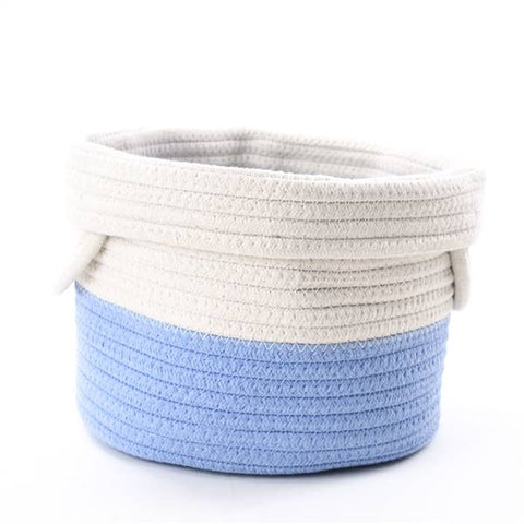 Rope Basket - Cotton Storage Container Blue and white