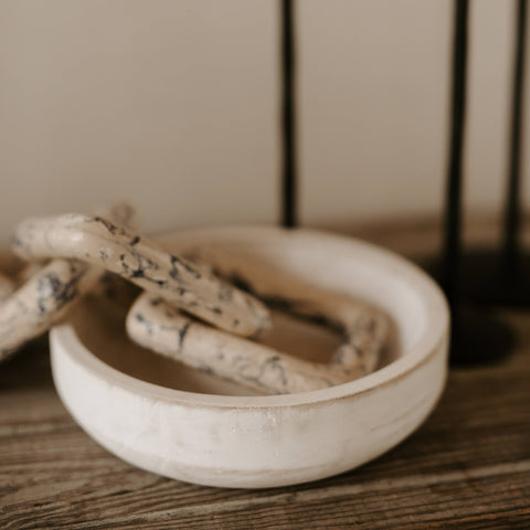 Whitewash Decorative Wood Bowl - Home Decor & Gifts