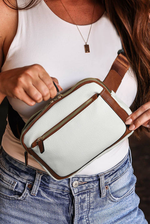 Adjustable Strap Mini PU Leather Crossbody Bag: ONE SIZE / casual / White