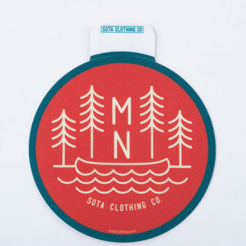MN Trees Circle Red Vinyl Sticker