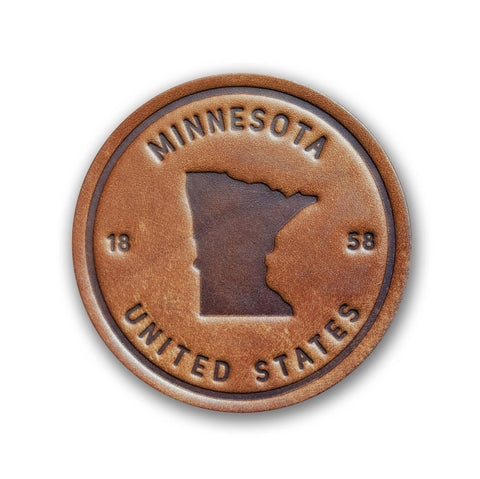 Minnesota State Silhouette Leather Coaster