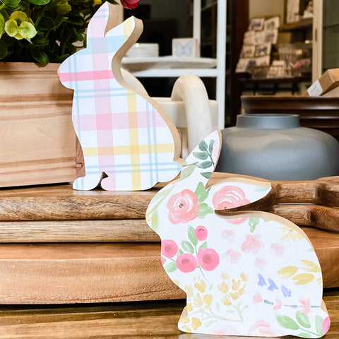Spring Bunnies - Handcrafted Wood Decor