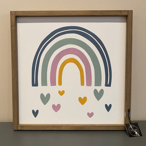 Rainbow Hearts Handcrafted Wall Sign