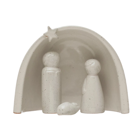 Round Manger Stoneware Nativity Set